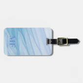 抽象芸術モダンブルー水彩模様 – モノグラム ラゲッジタグ (正面横)
