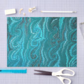 抽象芸術モダンブルー渦巻き大理石パターン 薄葉紙 (クラフト)