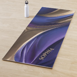 抽象芸術モダンブルー、パープル、金ゴールド ヨガマット