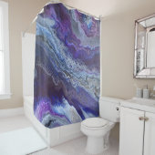抽象芸術モダンブルー,紫,グレー,白 シャワーカーテン (インサイチュ)