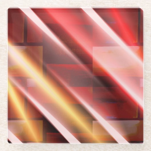 抽象芸術モダンプリントアートデコールデジタルアート ガラスコースター (正面)