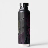 抽象芸術モダンプルカーキグレーフラクタルフラワー ウォーターボトル (右面)