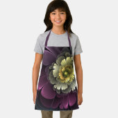 抽象芸術モダンプルカーキグレーフラクタルフラワー エプロン (インサイチュ)