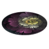 抽象芸術モダンプルカーキグレーフラクタルフラワー カッティングボード (角)