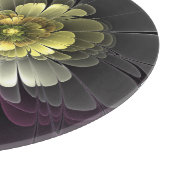 抽象芸術モダンプルカーキグレーフラクタルフラワー カッティングボード (角)