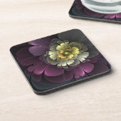 抽象芸術モダンプルカーキグレーフラクタルフラワー コースター (左側)