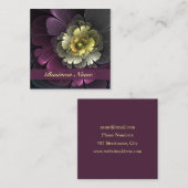 抽象芸術モダンプルカーキグレーフラクタルフラワー スクエア名刺 (正面/裏面)