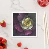 抽象芸術モダンプルカーキグレーフラクタルフラワー スタンダードカクテルナプキン (インサイチュ)