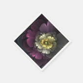 抽象芸術モダンプルカーキグレーフラクタルフラワー スタンダードカクテルナプキン (角)