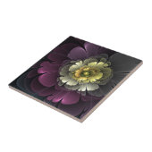 抽象芸術モダンプルカーキグレーフラクタルフラワー タイル (側面)