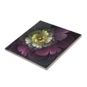 抽象芸術モダンプルカーキグレーフラクタルフラワー タイル (側面)