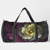 抽象芸術モダンプルカーキグレーフラクタルフラワー ダッフルバッグ (正面)