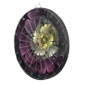 抽象芸術モダンプルカーキグレーフラクタルフラワー ダーツボード (正面右)