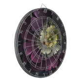 抽象芸術モダンプルカーキグレーフラクタルフラワー ダーツボード (正面左)