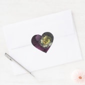 抽象芸術モダンプルカーキグレーフラクタルフラワー ハートシール (封筒)