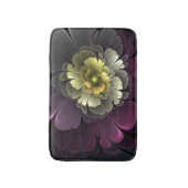 抽象芸術モダンプルカーキグレーフラクタルフラワー バスマット (正面縦)