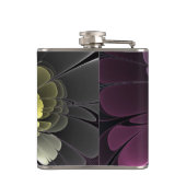 抽象芸術モダンプルカーキグレーフラクタルフラワー フラスク (裏面)