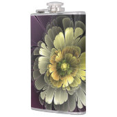 抽象芸術モダンプルカーキグレーフラクタルフラワー フラスク (左)