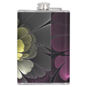 抽象芸術モダンプルカーキグレーフラクタルフラワー フラスク (裏面)