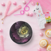 抽象芸術モダンプルカーキグレーフラクタルフラワー ペーパーボウル (パーティー)