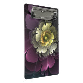 抽象芸術モダンプルカーキグレーフラクタルフラワー ミニクリップボード (アングル)