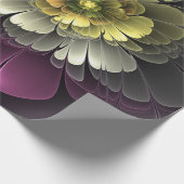 抽象芸術モダンプルカーキグレーフラクタルフラワー ラッピングペーパー (角)