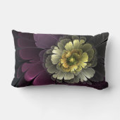 抽象芸術モダンプルカーキグレーフラクタルフラワー ランバークッション (裏面)