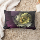 抽象芸術モダンプルカーキグレーフラクタルフラワー ランバークッション (ブランケット)