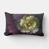 抽象芸術モダンプルカーキグレーフラクタルフラワー ランバークッション (正面)