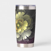 抽象芸術モダンプルカーキグレーフラクタルフラワー 保温保冷タンブラー (背面)