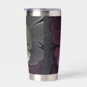 抽象芸術モダンプルカーキグレーフラクタルフラワー 保温保冷タンブラー (右面)