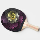 抽象芸術モダンプルカーキグレーフラクタルフラワー 卓球ラケット (横)