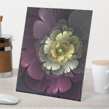 抽象芸術モダンプルカーキグレーフラクタルフラワー