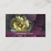 抽象芸術モダンプルカーキグレーフラクタルフラワー 名刺 (正面)