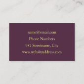 抽象芸術モダンプルカーキグレーフラクタルフラワー 名刺 (裏面)