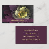 抽象芸術モダンプルカーキグレーフラクタルフラワー 名刺 (正面/裏面)