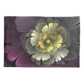 抽象芸術モダンプルカーキグレーフラクタルフラワー 枕カバー (裏面)