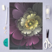 抽象芸術モダンプルカーキグレーフラクタルフラワー 薄葉紙 (クラフト)