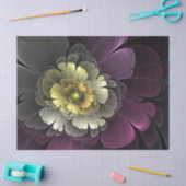 抽象芸術モダンプルカーキグレーフラクタルフラワー 薄葉紙 (クラフト)