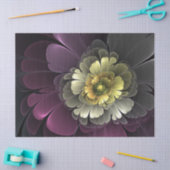 抽象芸術モダンプルカーキグレーフラクタルフラワー 薄葉紙 (クラフト)