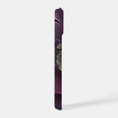 抽象芸術モダンプルカーキグレーフラクタルフラワー iPhone 15ケース (右側面)