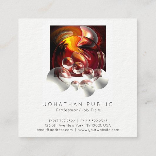 抽象芸術モダンプロフェッショナルアートワーク厚手ラグジュアリー スクエア名刺 (裏面)