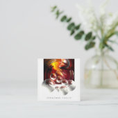 抽象芸術モダンプロフェッショナルアートワーク厚手ラグジュアリー スクエア名刺 (スタンド正面)
