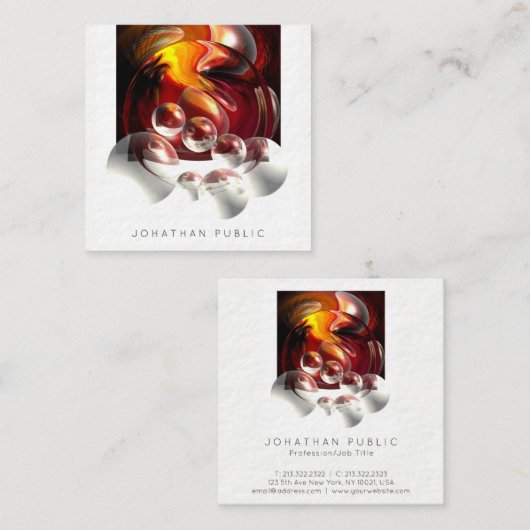 抽象芸術モダンプロフェッショナルアートワーク厚手ラグジュアリー スクエア名刺 (正面/裏面)