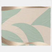 抽象芸術モダンベージュグリーン金ゴールド フリースブランケット (正面(横))