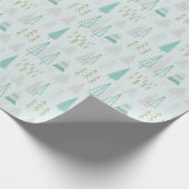 抽象芸術モダンホリデーツリーズクリームクリスマス ラッピングペーパー (角)