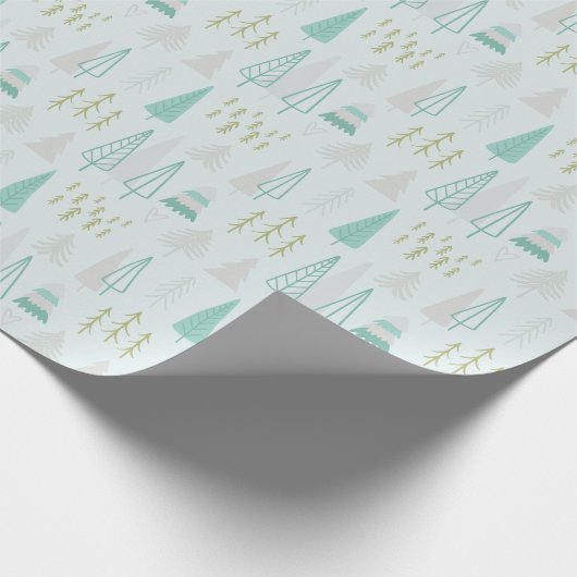 抽象芸術モダンホリデーツリーズクリームクリスマス ラッピングペーパー (角)