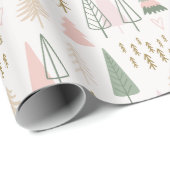 抽象芸術モダンホリデーツリーズクリームクリスマス ラッピングペーパー (ロールコーナー)