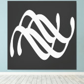 抽象芸術モダンホワイトジオメトリックラインアート キャンバスプリント (インサイチュ (ウッドフロア))