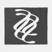 抽象芸術モダンホワイトジオメトリックラインアート フリースブランケット (正面(横))